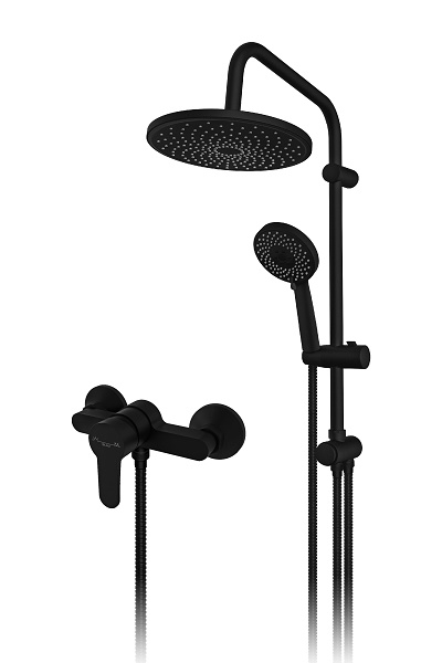 BLAU MJEŠALICA ZA TUŠ KADU s usponskim i ručnim tušem-CRNA